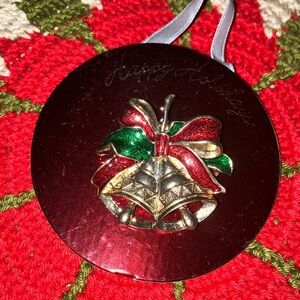 Sears Red & Gold & Green Holiday Bells Brooch Vintage New